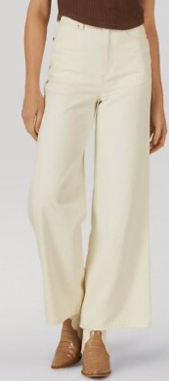 Wrangler Worldwide Midrise Wide Leg cream jeans Size 26 Boho Classic Retro